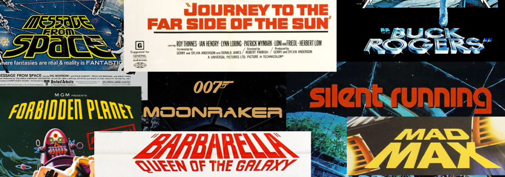 Reference board of period sci-fi title treatments